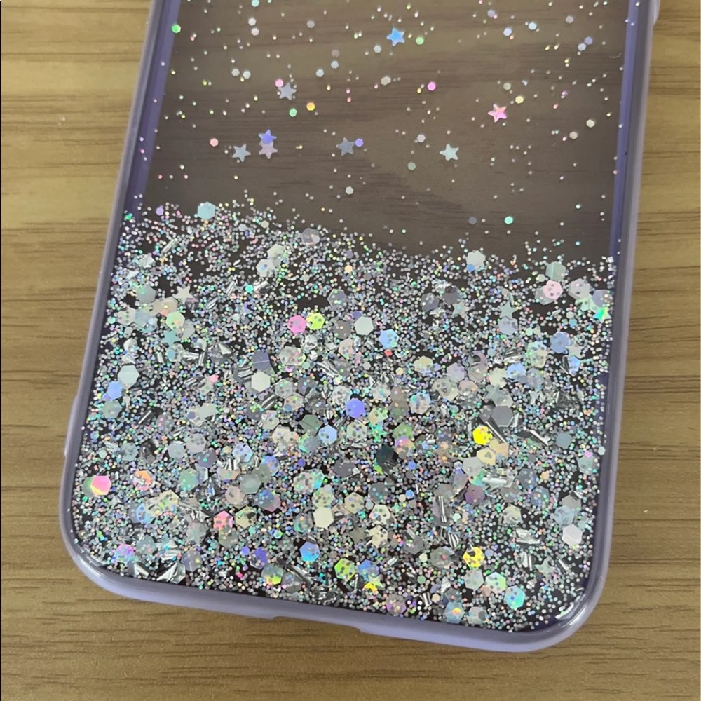 iPhone XR case Purple sparkly clear case